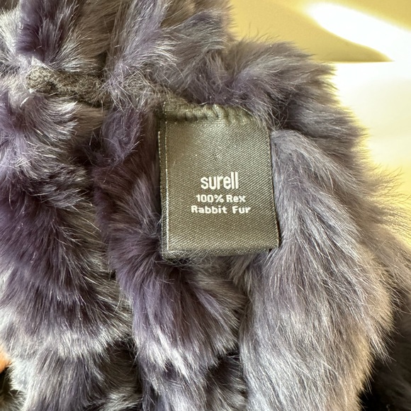 Real rabbit fur scarf, dark blue - Picture 3 of 3